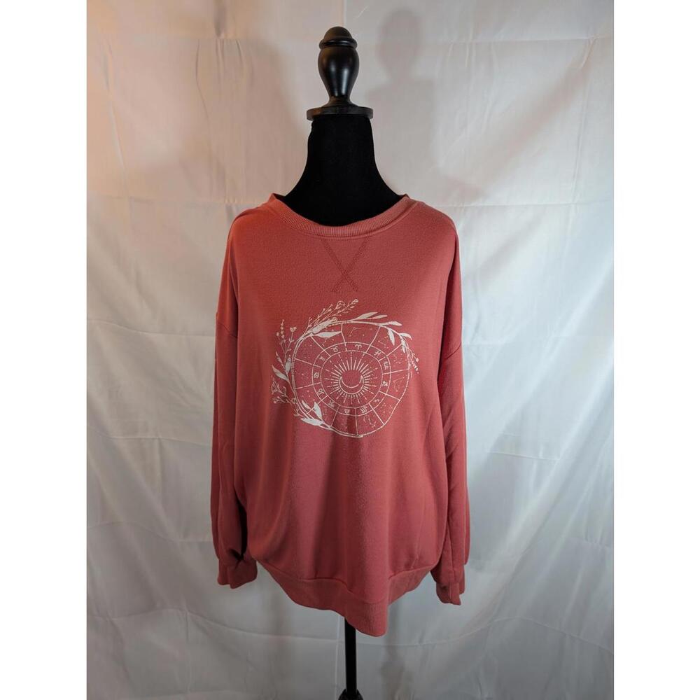 GUC Angels Women's Size Large Astrology Graphic Sweatshirt Coral